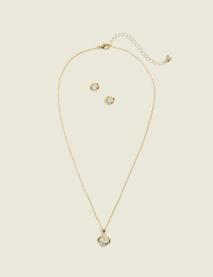 Gold Twisted Necklace & Earring Set