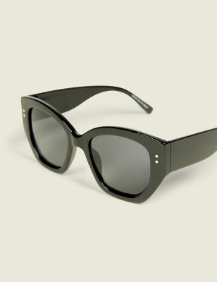 Black Goldtone-Detail Cateye Sunglasses