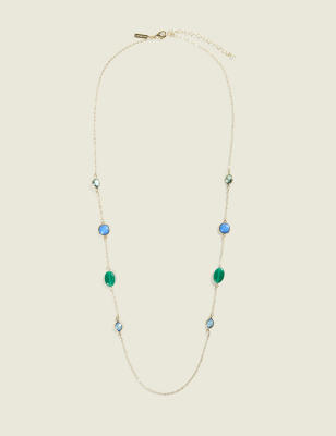 Blue & Green Gemstone Single Row Ne
