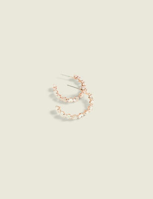 Mini Pink Imitation Stone Hoop Earrings