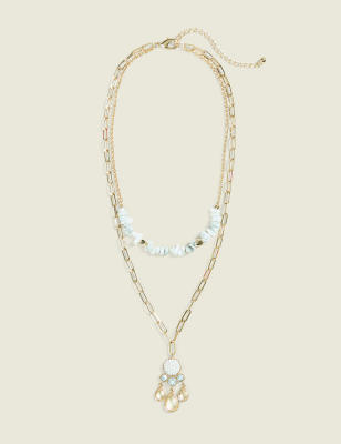 Shell & Tiered Tassel Multi-Row Necklace
