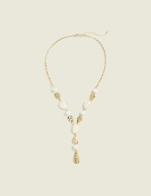 Goldtone & White Imitation Stone Necklace