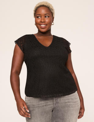Tie-Back V-Neck Lace Top