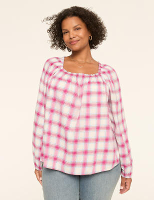 Swing Square-Neck Popover Blouse