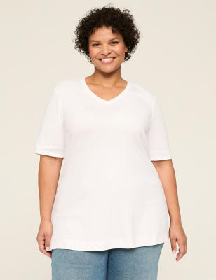 Elbow-Sleeve V-Neck Tunic Tee