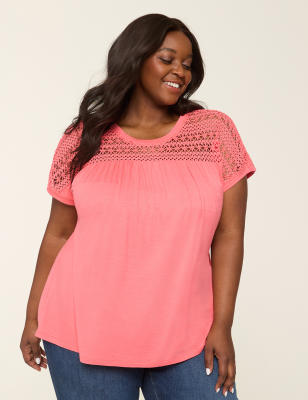 Crochet-Yoke Dolman-Sleeve Top