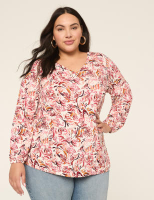 Blouson-Sleeve V-Neck Top