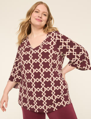 3/4-Sleeve V-Neck Tunic Top