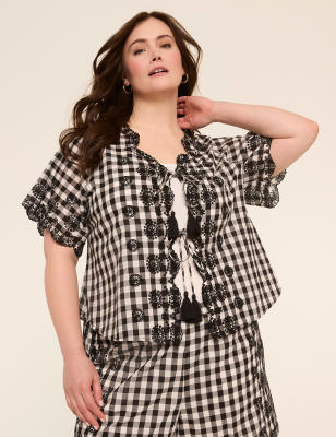 Gingham Tie-Front Top