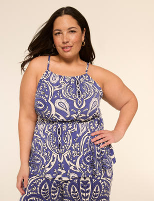 Apron Halter-Neck Peplum Tank