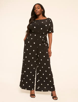 Boatneck Tie-Waist Jersey Jumpsuit