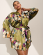 Printed Stretch Satin Robe - thumbnail 3