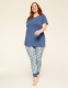 Comfy Cotton V-Neck Tunic Tee & Legging PJ Set - thumbnail 5