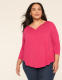 Swing 3/4-Sleeve Notch-Neck Top - thumbnail 4