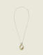Mixed Metal Oval Pendant Necklace - thumbnail 1