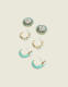 Teal Stud & Hoop Earrings 3-Pack - thumbnail 1