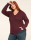 V-Neck Cable Knit Pullover Sweater - thumbnail 1