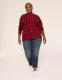 Long-Sleeve Buffalo Check Hoodie Sweater - thumbnail 3
