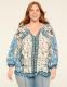 Swing Bracelet-Sleeve Tie-Neck Blouse - thumbnail 1