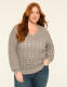 Relaxed Sequin V-Neck Stitch Pullover Sweater - thumbnail 1