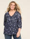 Mesh 3/4-Sleeve Tie-Back Top - thumbnail 1