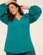 Knit & Woven Jacquard 3/4-Sleeve Top - thumbnail 8