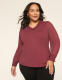 Knit & Woven Smocked V-Neck Top - thumbnail 1