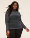 Mesh Mock-Neck Side-Ruched Top - thumbnail 1