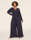 Long-Sleeve Wide Leg Ribbed Jumpsuit - thumbnail 1