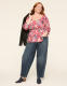 3/4 Sleeve V-Neck Cinched Waist Top - thumbnail 3