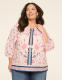 Swing 3/4 Sleeve Raglan Popover Blouse - thumbnail 1
