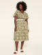 Short-Sleeve Smocked Waist Midi Dress - thumbnail 1