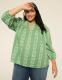 Split-Neck Bracelet Sleeve Blouse - thumbnail 1