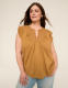 Flutter-Sleeve Woven Yoke Top - thumbnail 4