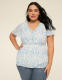 Short Flutter Sleeve V-Neck Shirred Top - thumbnail 4