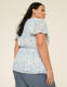 Short Flutter Sleeve V-Neck Shirred Top - thumbnail 5