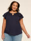 Double Flutter-Sleeve Keyhole Top - thumbnail 4