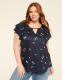 Double Flutter-Sleeve Keyhole Top - thumbnail 1