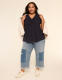 Short-Sleeve V-Neck Smocked Top - thumbnail 7