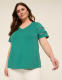 Short-Sleeve V-Neck Crochet Tee - thumbnail 7