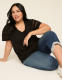 Short-Sleeve V-Neck Crochet Tee - thumbnail 6