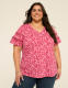 Short-Sleeve V-Neck Crochet Tee - thumbnail 1