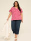 Short-Sleeve V-Neck Crochet Tee - thumbnail 3
