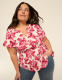 Short-Sleeve Notch-Neck Peplum Top - thumbnail 4
