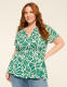 Short-Sleeve Notch-Neck Peplum Top - thumbnail 1