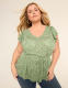 Short-Sleeve V-Neck Tie Waist Top - thumbnail 4