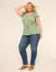 Short-Sleeve V-Neck Tie Waist Top - thumbnail 6
