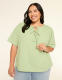 Short-Sleeve Tie-Neck Popover Blouse - thumbnail 5