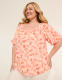 Gauze Bubble-Sleeve Square-Neck Top - thumbnail 1