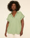 Dolman-Sleeve Collared V-Neck Top - thumbnail 1